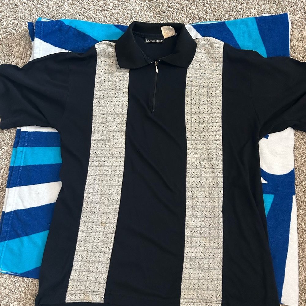 Black and Gray Polo Shirt with zipper